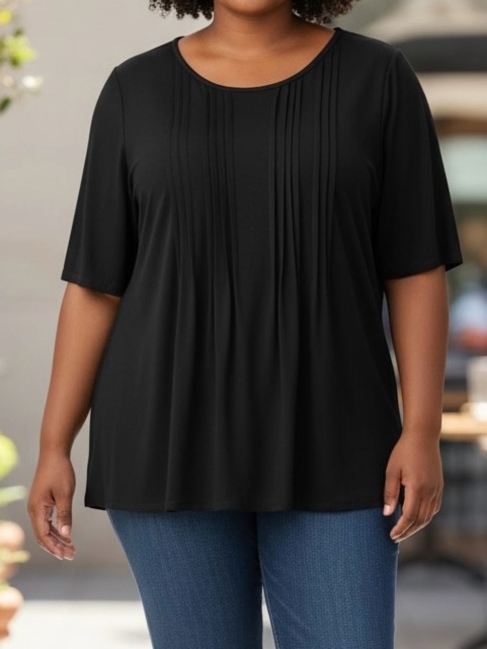 Avenue Pintuck Knit Top